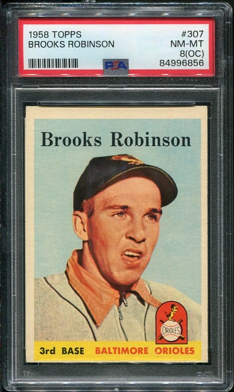 Authentic 1958 Topps #307 Brooks Robinson PSA 8(OC) Vintage Baseball Card