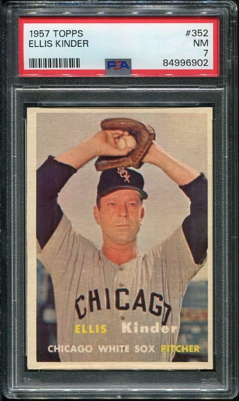 Authentic 1957 Topps #352 Ellis Kinder PSA 7 Vintage Baseball Card
