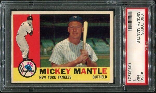 Authentic 1960 Topps #350 Mickey Mantle PSA 7 Baseball Card