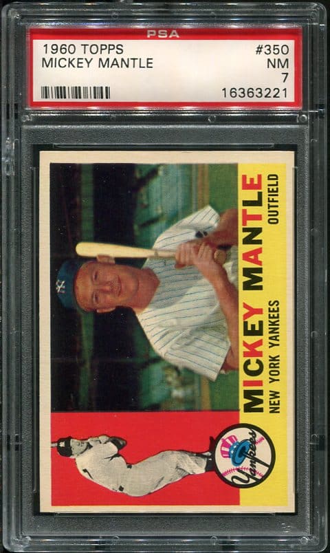 Authentic 1960 Topps #350 Mickey Mantle PSA 7 Baseball Card