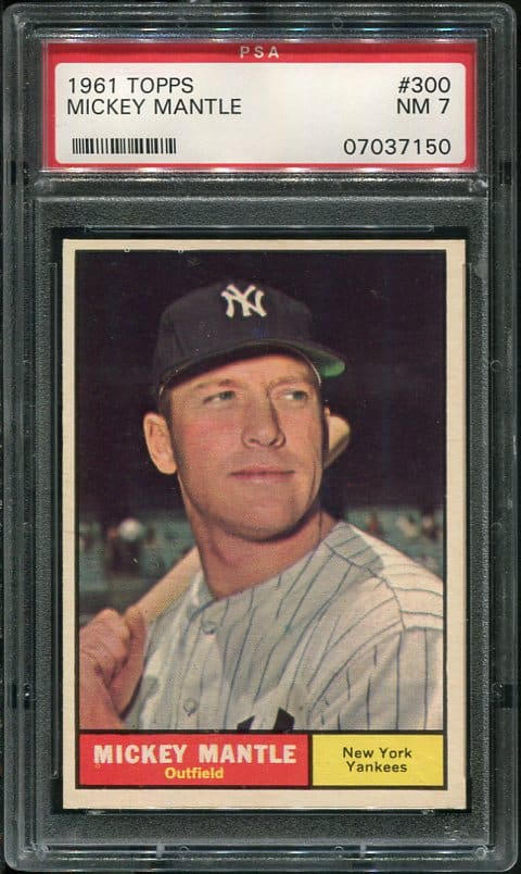 Authentic 1961 Topps #300 Mickey Mantle PSA 7 Vintage Baseball Card