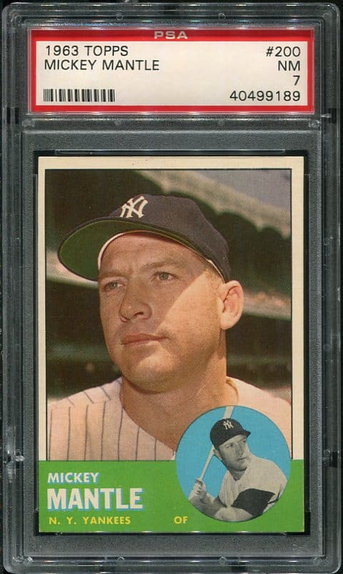 Authentic 1963 Topps #200 Mickey Mantle PSA 7 Baseball Card