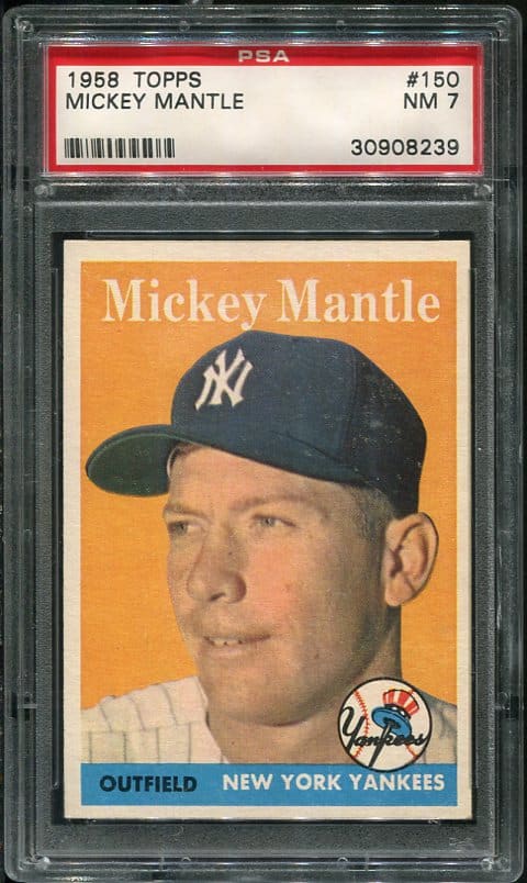 Authentic 1958 Topps #150 Mickey Mantle PSA 7 Vintage Baseball Card