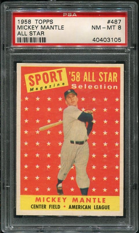 Authentic 1958 Topps #487 Mickey Mantle PSA 7 Vintage Baseball Card