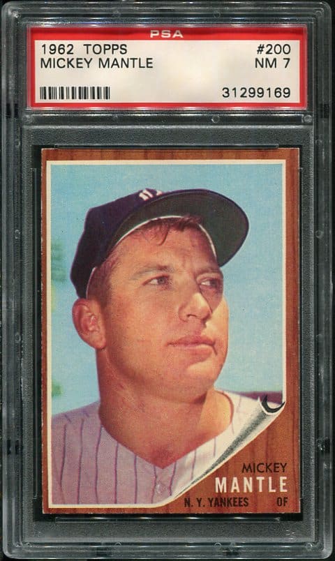 Authentic 1962 Topps #200 Mickey Mantle PSA 7 Baseball Card