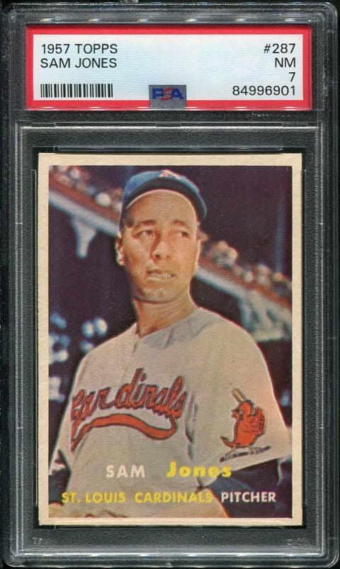 Authentic 1957 Topps #287 Sam Jones PSA 7 Vintage Baseball Card