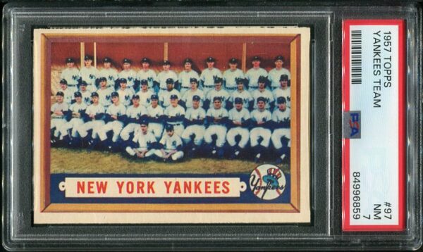 Authentic 1957 Topps #97 Yankees Team PSA 7 Vintage Baseball Card
