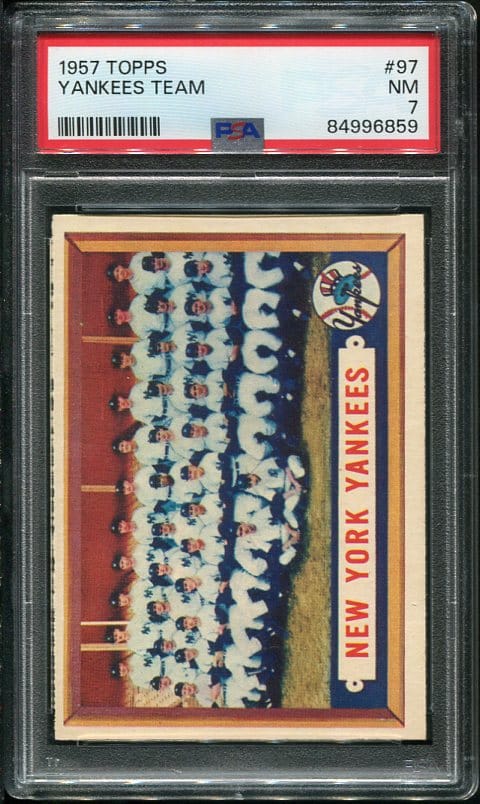 Authentic 1957 Topps #97 Yankees Team PSA 7 Vintage Baseball Card