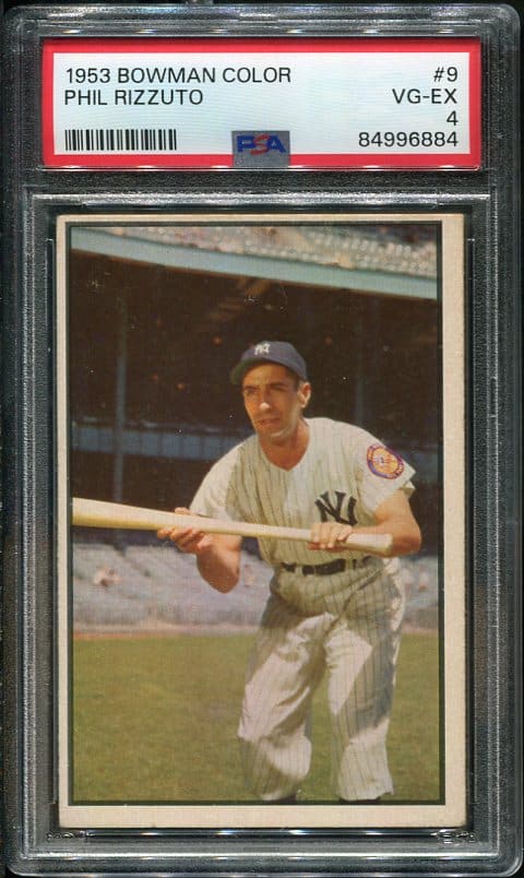 Authentic 1953 Bowman Color #9 Phil Rizzuto PSA 4 Baseball Card