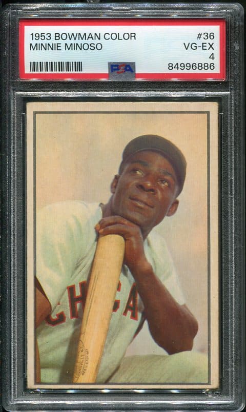 Authentic 1953 Bowman Color #36 Minnie Minoso PSA 4 Baseball Card