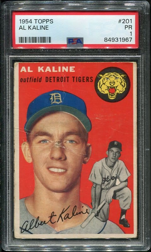 Authentic 1954 Topps #201 Al Kaline PSA 1 Rookie Baseball Card