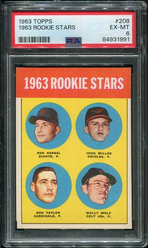 Authentic 1963 Topps #208 Rookie Stars PSA 6 Baseball Card