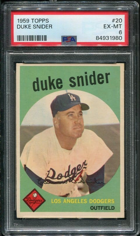 Authentic 1959 Topps #20 Duke Snider PSA 6 Baseball Card