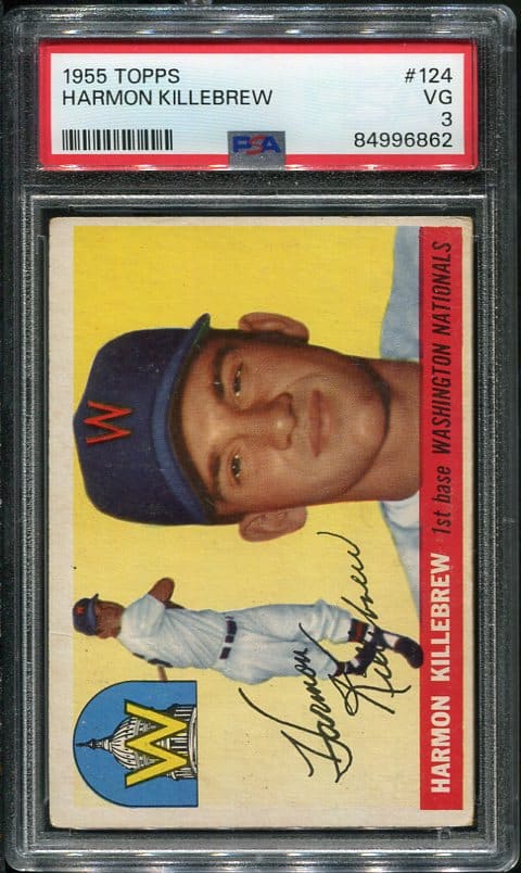 Authentic 1955 Topps #124 Harmon Killebrew PSA 3 Rookie Baseball Card