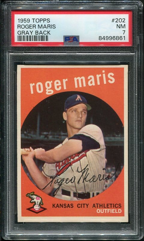 Authentic 1959 Topps #202 Roger Maris Gray Back PSA 7 Baseball Card