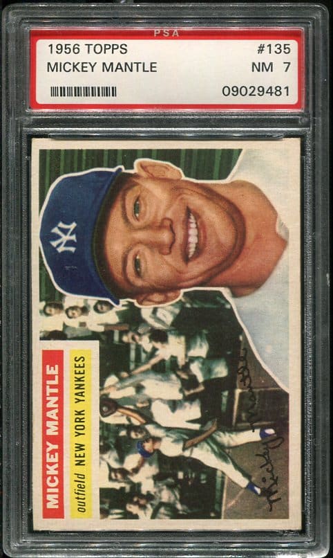 1956 Topps #135 Mickey Mantle (Gray Back) PSA 7 Baseball Card