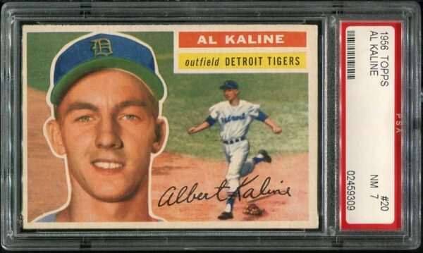 Authentic 1956 Topps #20 Al Kaline Gray Back PSA 7 Baseball Card