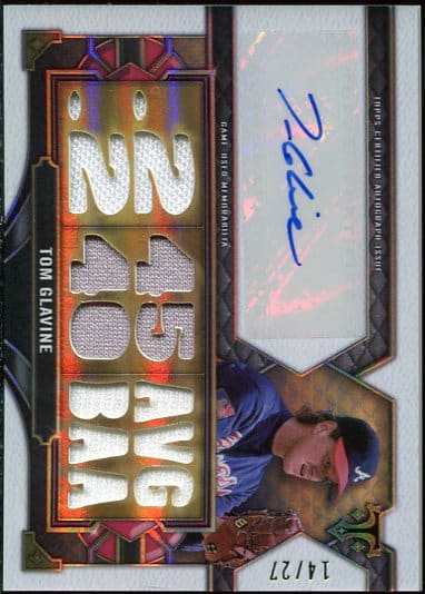 Authentic 2022 Topps Triple Threads 12 Piece Game Used Jersey Autographed Tom Glavine Baseball Card