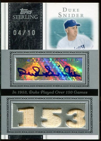 Authentic Autographed Duke Snider 2008 Topps Sterling Triple Relic Serial Numbered