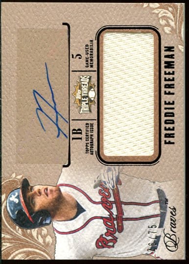 Freddie Freeman Autographed 2014 Topps Triple Threads Game-Used Jersey Serial Numbered Authentic