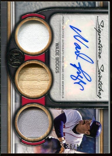 Authentic Autographed Wade Boggs 2023 Topps Museum Collection Signature Swatches Triple Relic
