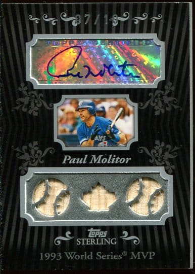 Authentic Autographed Paul Molitor 2008 Topps Sterling Triple Game-Used Relic
