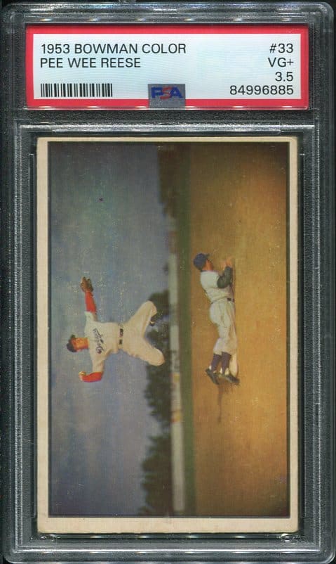 Authentic 1953 Bowman Color #33 Pee Wee Reese PSA 3.5 Baseball Card