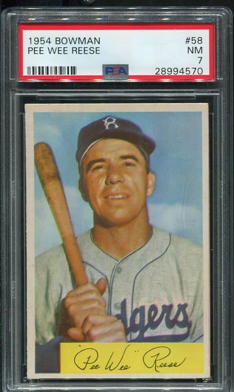Authentic 1954 Bowman #58 Pee Wee Reese PSA 7 Baseball Card