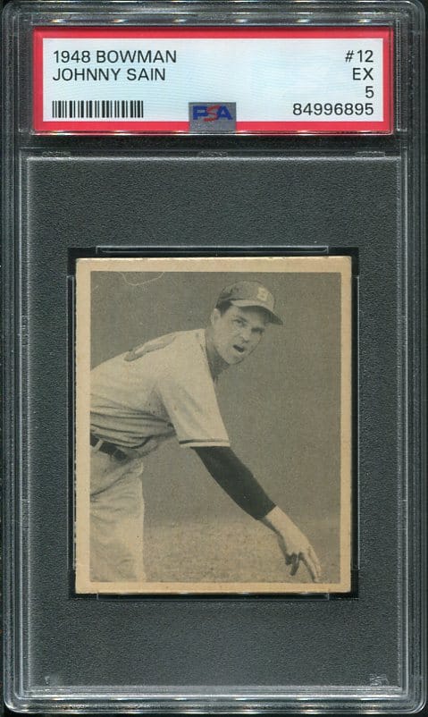 Authentic 1948 Bowman #12 Johnny Sain PSA 5 Rookie Baseball Card