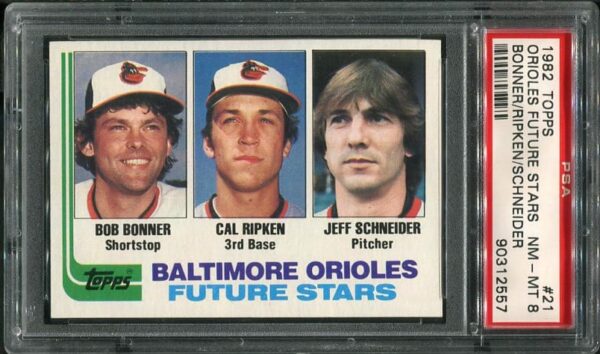 Authentic 1982 Topps #21 Cal Ripken, Jr. PSA 8 Rookie Baseball Card
