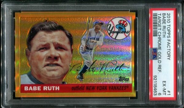 2010 Topps Factory #1 Babe Ruth Target Chrome Gold Refractor PSA 6 Baseball Card