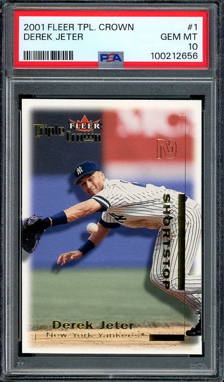Authentic 2001 Fleer Triple Crown Derek Jeter #1 Derek Jeter PSA 10 (Pop 9) Rookie Baseball Card