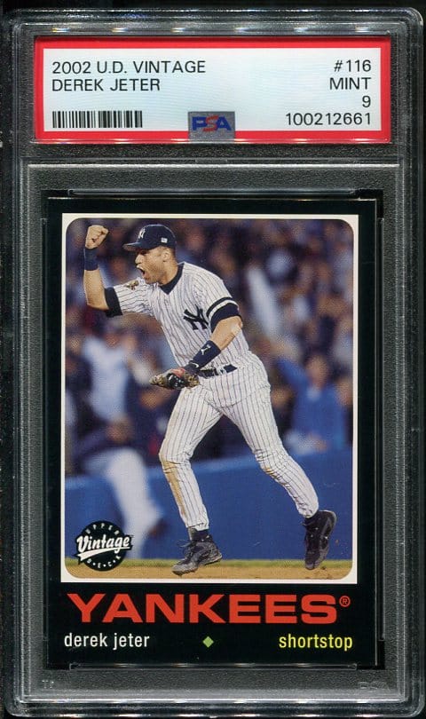Authentic 2002 Upper Deck Vintage #116 Derek Jeter PSA 9 Baseball Card