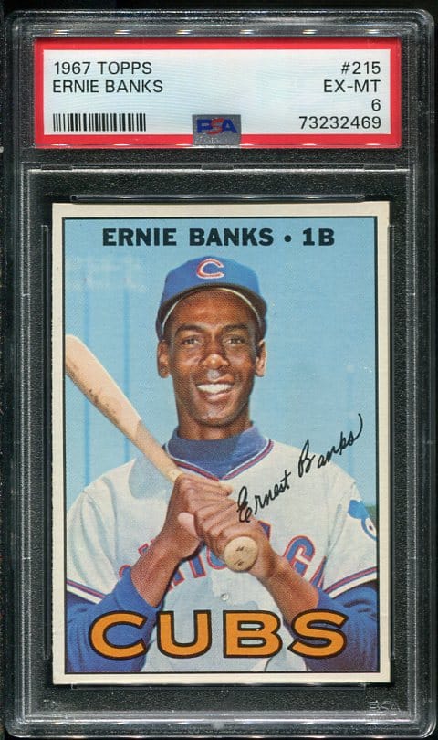 Authentic 1967 Topps #215 Ernie Banks PSA 6 Baseball Card