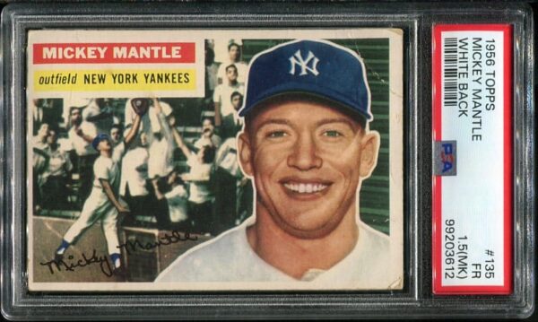 1956 Topps #135 Mickey Mantle (White Back) PSA 1.5 Baseball Card