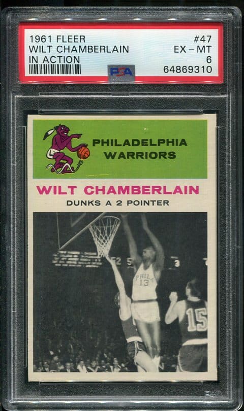Authentic 1961 Fleer #47 Wilt Chamberlain In Action PSA 6 Basketball Card