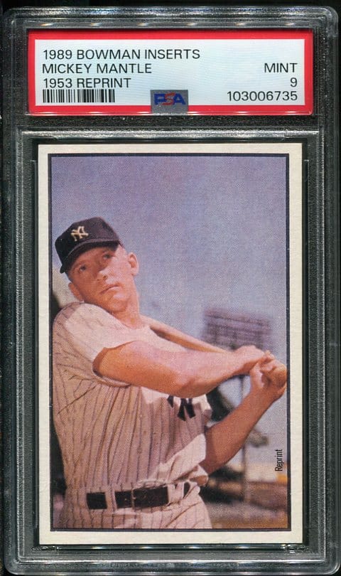 1989 Bowman Inserts Mickey Mantle (1953 Reprint) PSA 9 Baseball Card