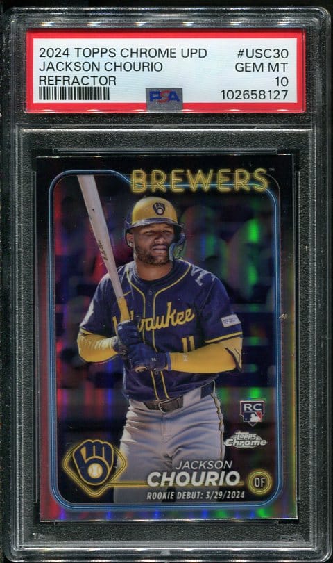 2024 Topps Chrome Update Jackson Chourio #USC30 Refractor Rookie Baseball Card
