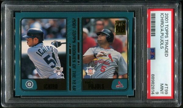 Authentic 2001 Topps Traded #T99 Ichiro Suzuki/Pujols PSA 9 Baseball Card