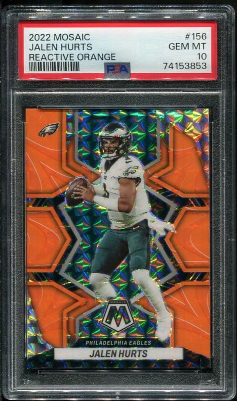 Jalen Hurts 2022 Panini Mosaic Reactive Orange #156 PSA 10 Football Card