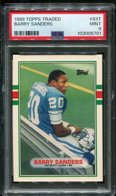 Authentic 1989 Topps Traded #83T Barry Sanders PSA 9 Rookie Football Card