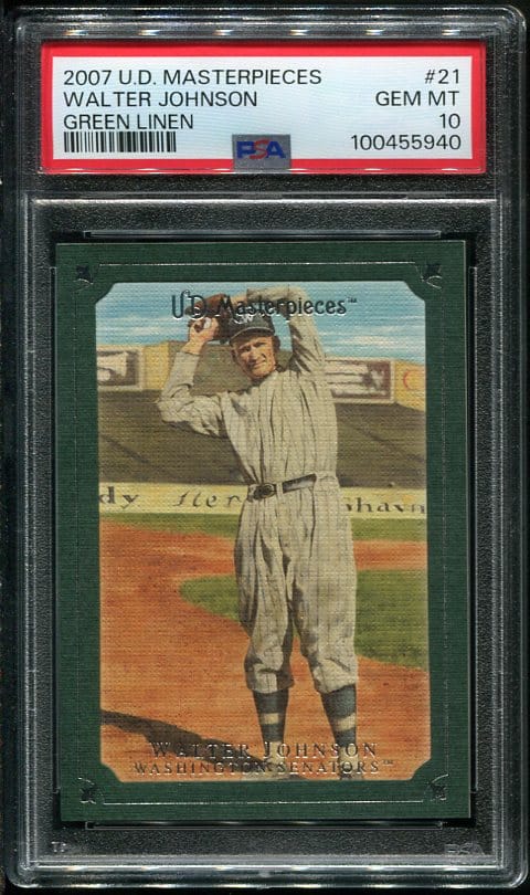 Authentic 2007 UD Masterpieces #21 Walter Johnson PSA 10 Baseball Card
