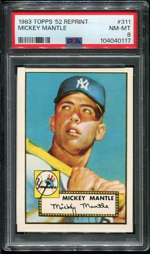 1983 Topps (1952 Reprint) #311 Mickey Mantle PSA 8 Baseball Card