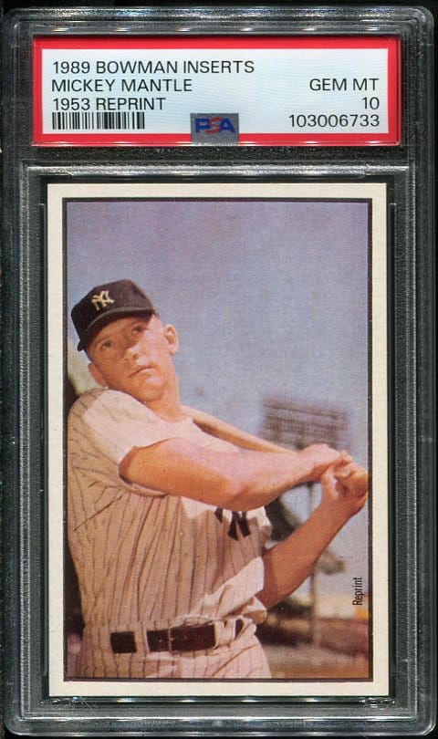 1989 Bowman Inserts Mickey Mantle (1953 REPRINT) PSA 10 Baseball Card