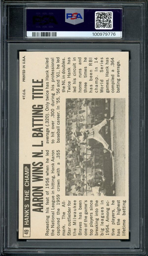 Authentic 1964 Topps Giants #49 Hank Aaron PSA 7 Baseball Card