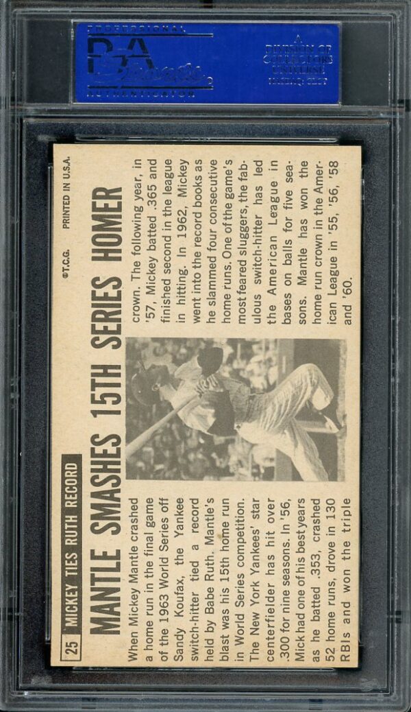 1964 Topps Giants #25 Mickey Mantle PSA 8