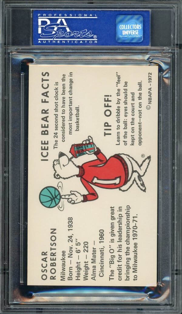 Authentic 1972 Icee Bear Oscar Robertson PSA 9 Basketball Card
