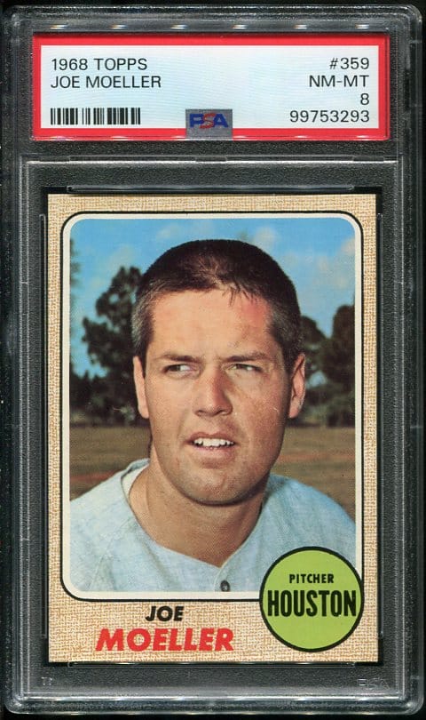 Authentic 1968 Topps #359 Joe Moeller PSA 8 Baseball Card