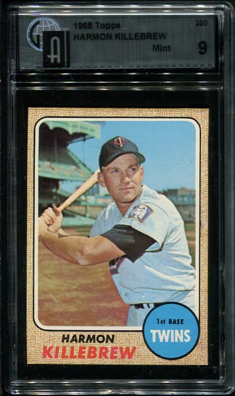 Authentic 1968 Topps #220 Harmon Killebrew GAI 9 Baseball Card
