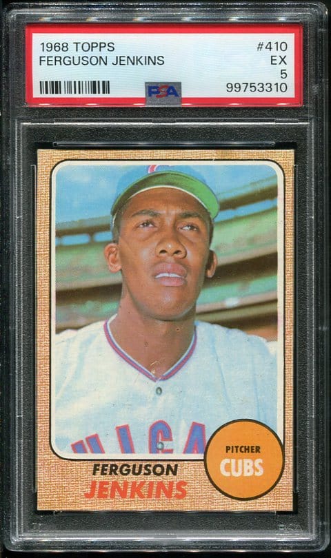 Authentic 1968 Topps #410 Fergie Jenkins PSA 5 Baseball Card
